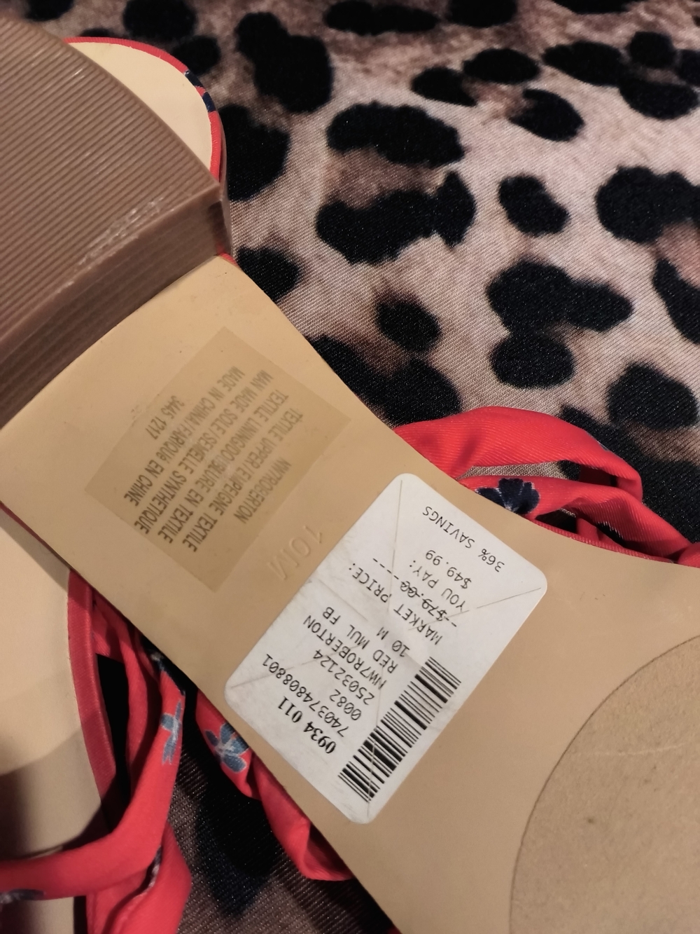 Nine West Red Floral Knot Slide Sandals NWOB - Picture 4 of 4